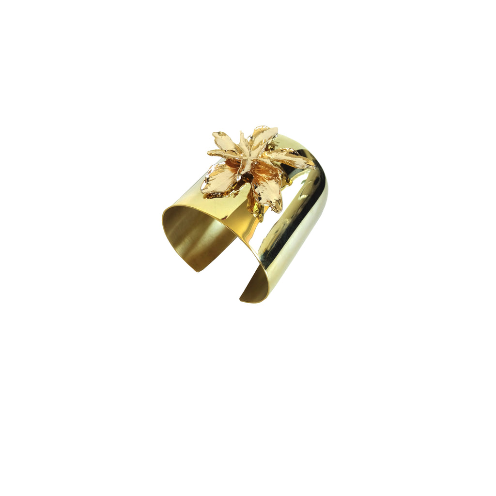 Gold flower cuff