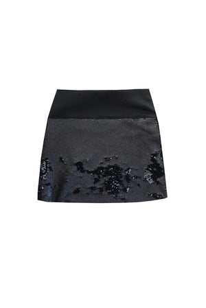 Black reversible sequins mini skirt