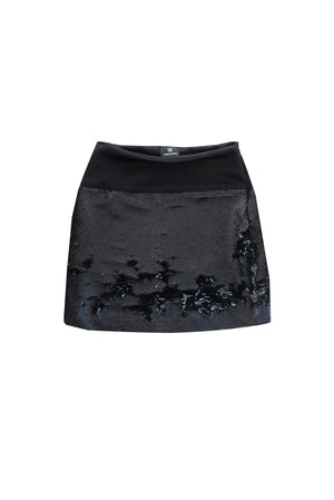 Black reversible sequins mini skirt