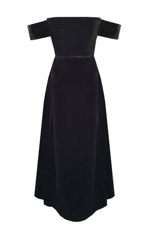 Irina black velvet bustier dress