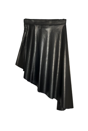 Asymmetric vegan leather skirt