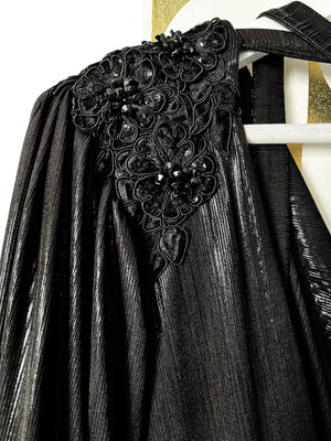 Shimmery black jumpsuit cape
