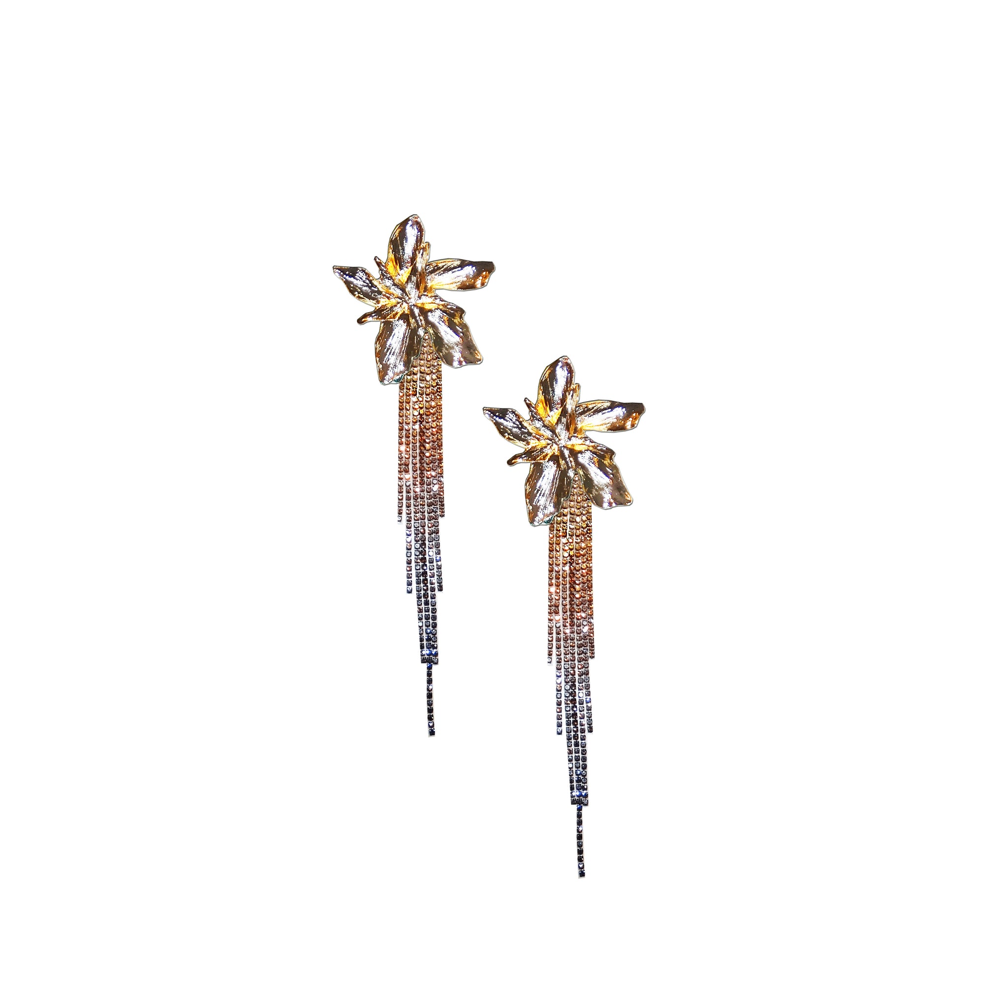 Exotica amber gold flower drop earrings