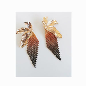 Ophelia amber gold flower earrings