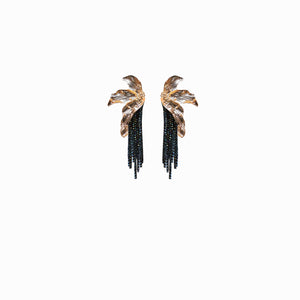 Ophelia black rhinestone gold earring