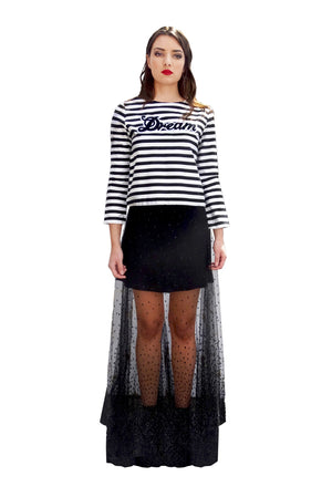 Long glittery mesh skirt