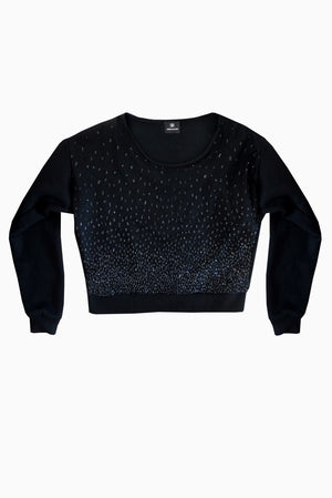 Cropped black sweater with shiny dots