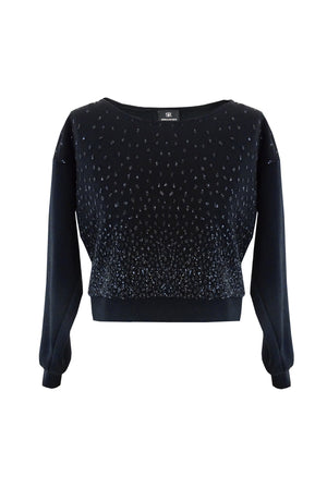 Cropped black sweater with shiny dots