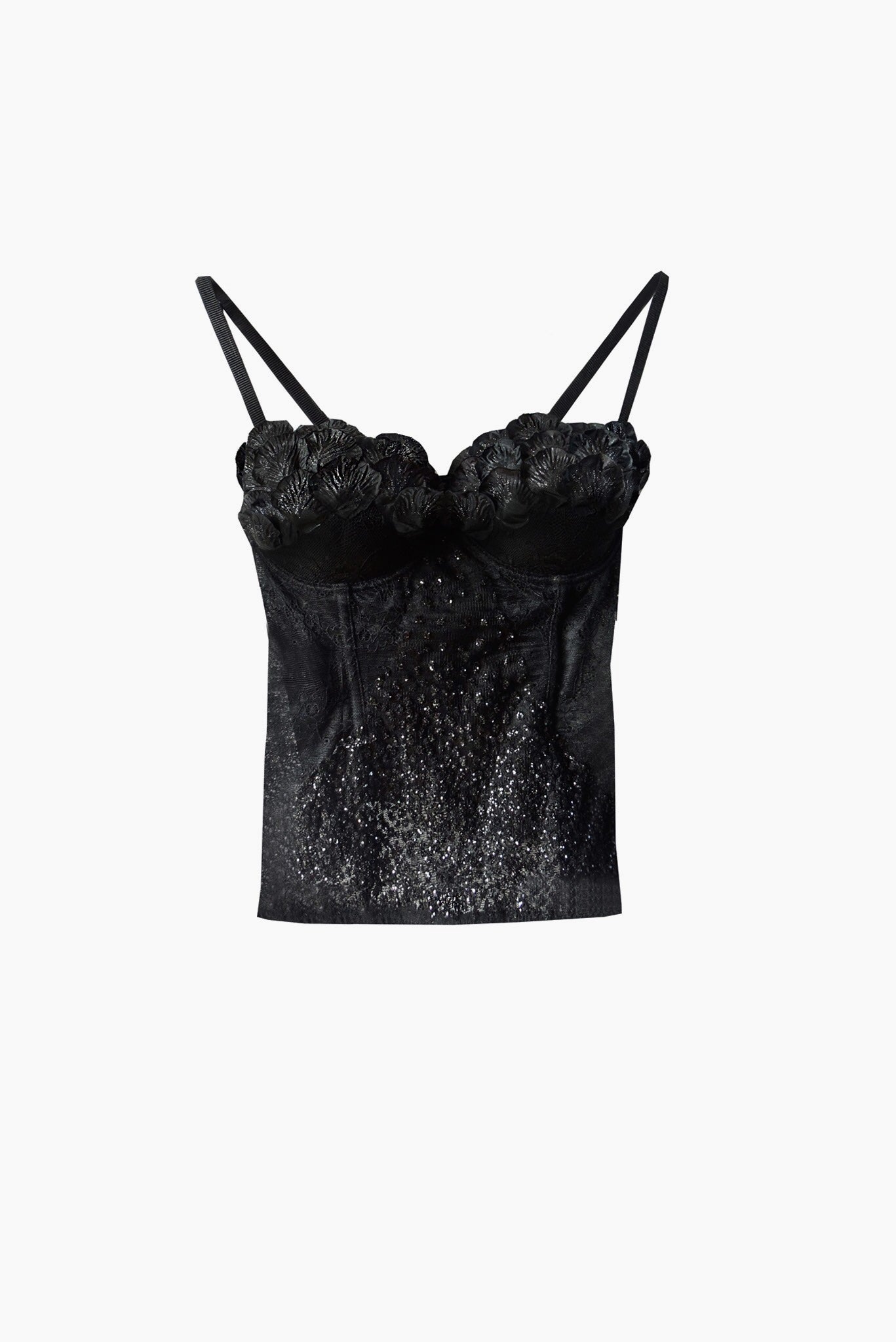 Black shimmery lace corset