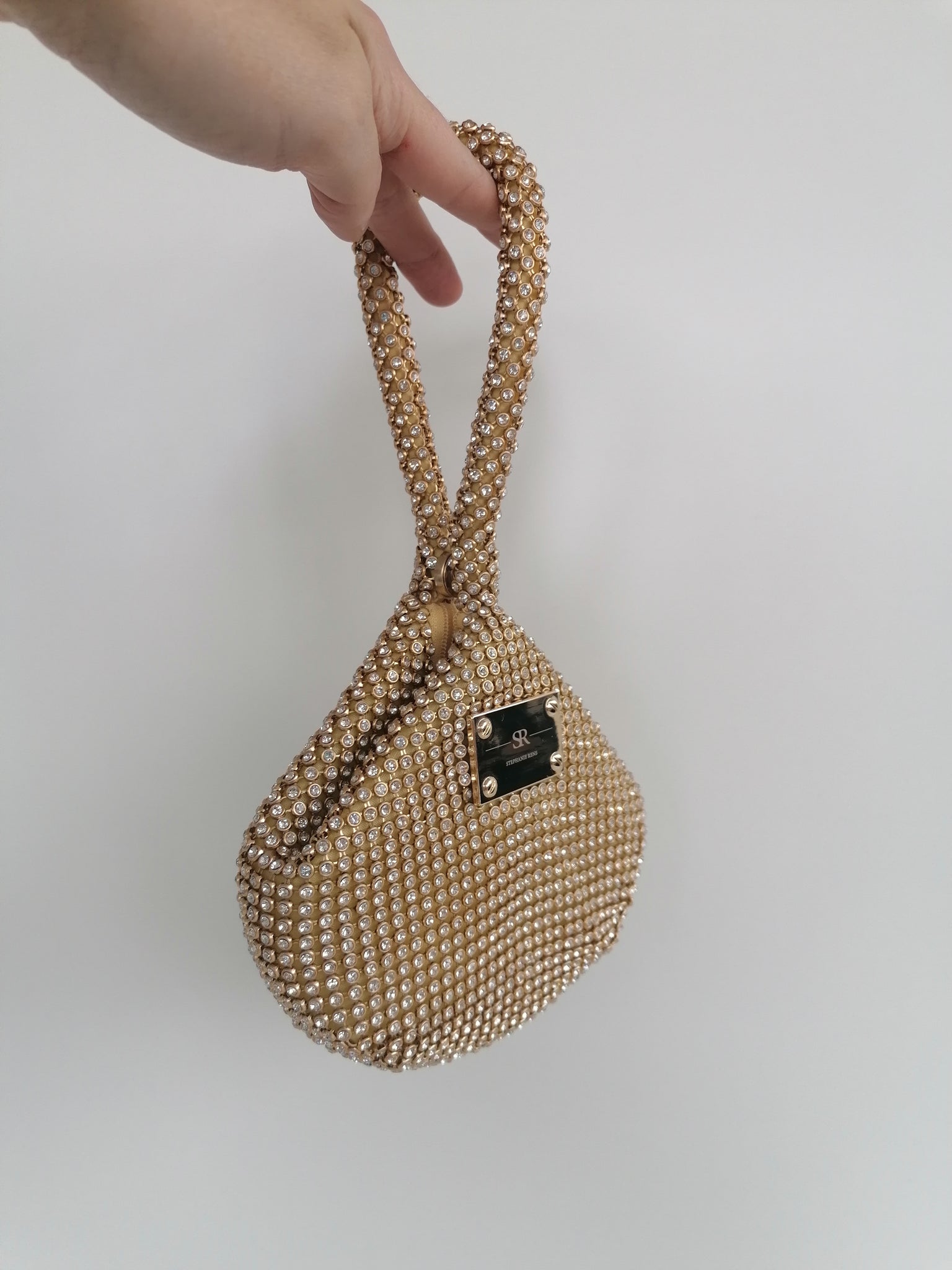 Mini gold crystal mesh bag