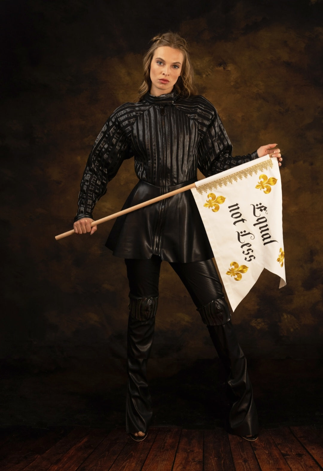Jeanne d'Arc Peplum leather bomber jacket