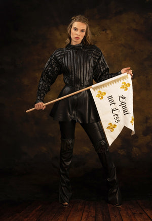 Jeanne d'Arc Peplum leather bomber jacket