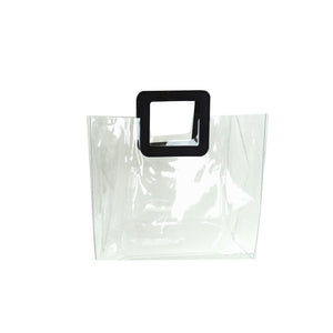 Transparent caba shopping bag with black handle
