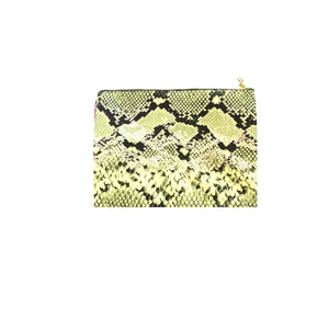 Vegan yellow python leather zipper case