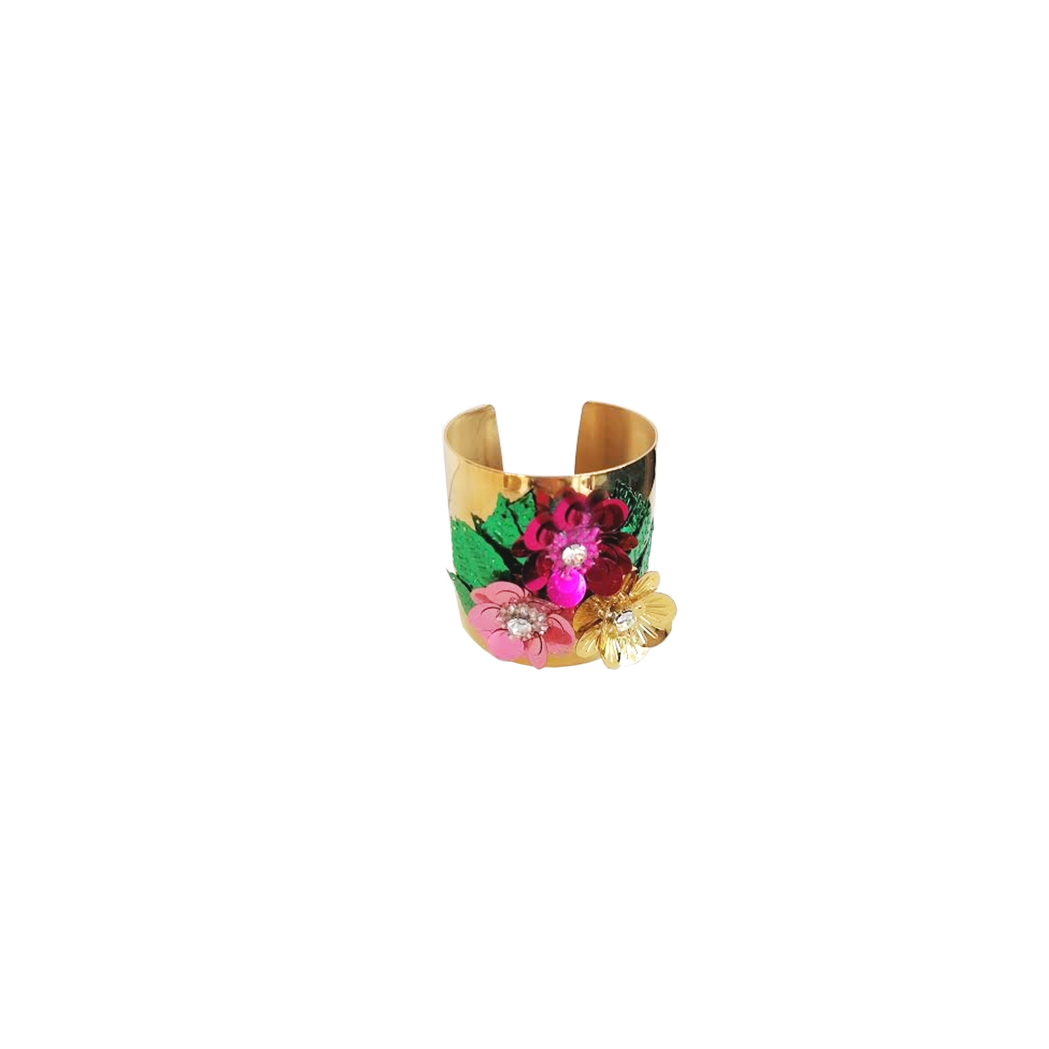 Gold cuff with flowers and palms leave