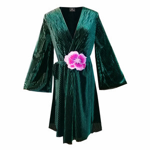 Jade velvet wrap dress