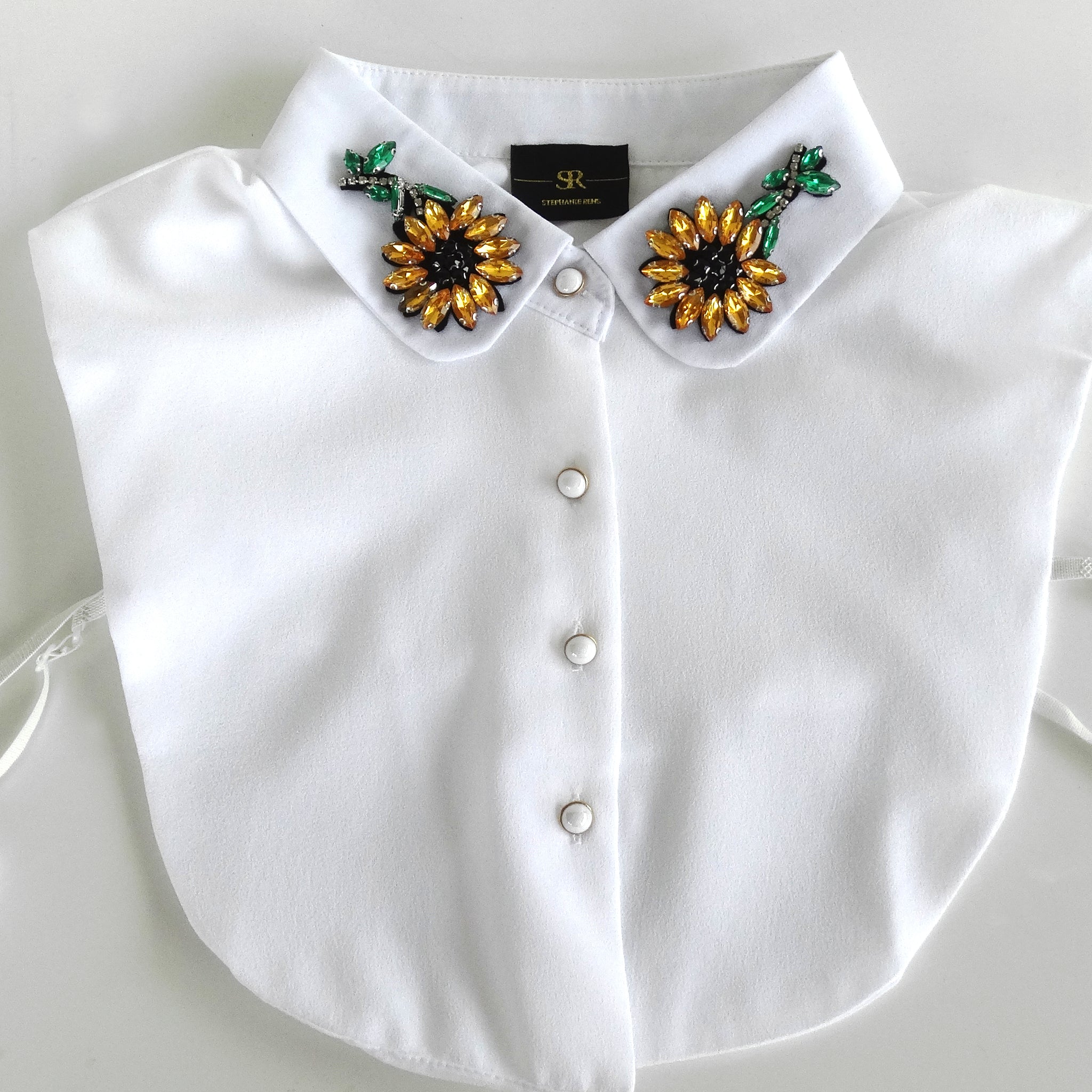 Faux white collar crystal sunflowers